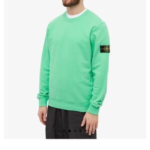 STONE ISLAND BRUSHED COTTON CREW NECK SWEAT - Green